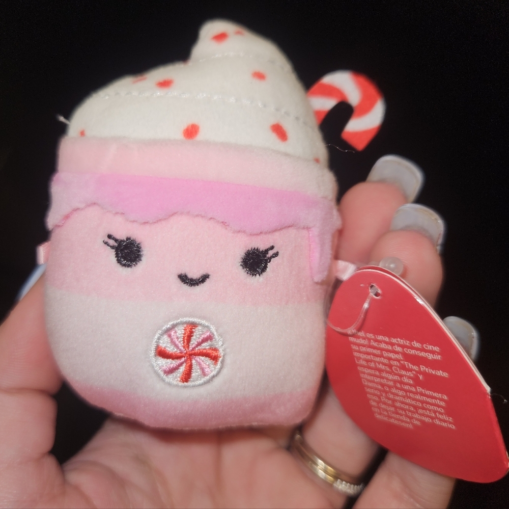 NWT Ethel The Pink Peppermint Drink Micromallow Holiday Winter Squishmallow